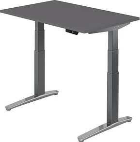 Hammerbacher Ergonomic Aktiv XBHM12 elektrisch höhenverstellbarer Sitz-Steh-Schreibtisch 120x80cm graphit/graphit