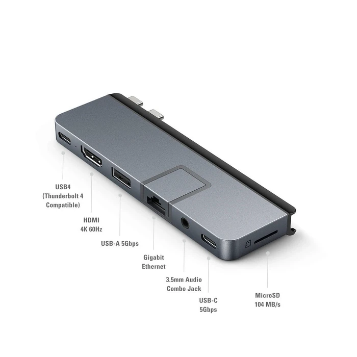 Targus HyperDrive DUO PRO 7-in-2 USB-C Hub - Grey, 2x USB4 [Stecker]