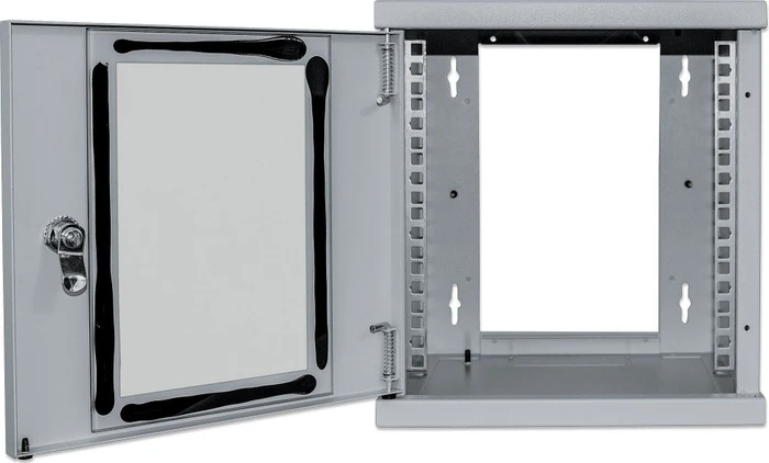 Intellinet 10" Wandschrank 6HE, Sicherheitsglastür, hellgrau, 300mm tief