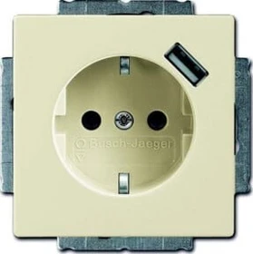 Busch-Jaeger Future Linear USB-Steckdose mit erhöhtem Berührungsschutz, elfenbeinweiß