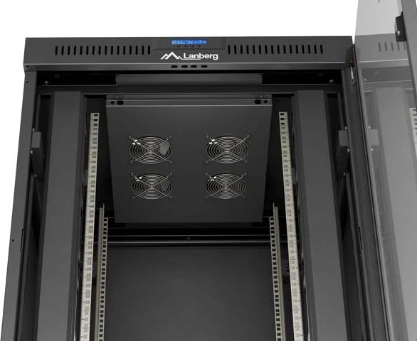 Lanberg 19" Rackschrank 22HE, LCD, freistehend, Flat Pack, V2, Glastür, IP20, RAL 9004, 800mm tief