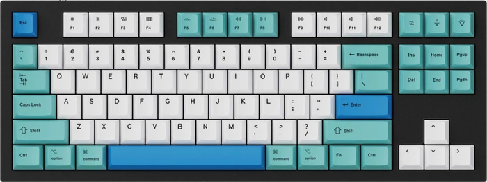 Keychron OEM Dye-Sub Keycap-Set Iceberg - Version B, Kunststoff (PBT), Iceberg, weiß/türkis, 114 Tasten, ANSI-US