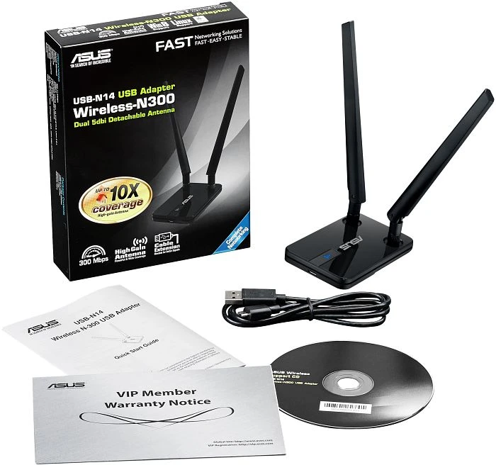 ASUS USB-N14, 2.4GHz WLAN, USB 2.0 Micro-B [Buchse]