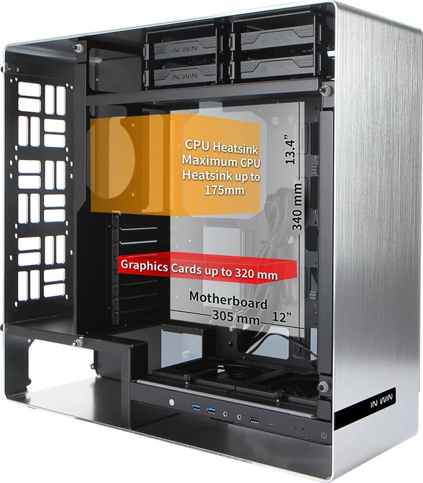 In Win 909 schwarz, Glasfenster