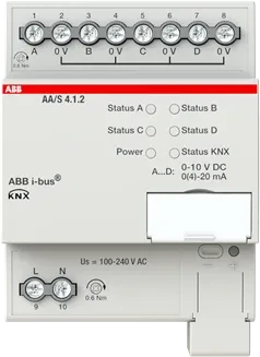 ABB AA/S4.1.2 KNX Analogaktor 4-fach, 10V, 4TE REG, Schaltaktor