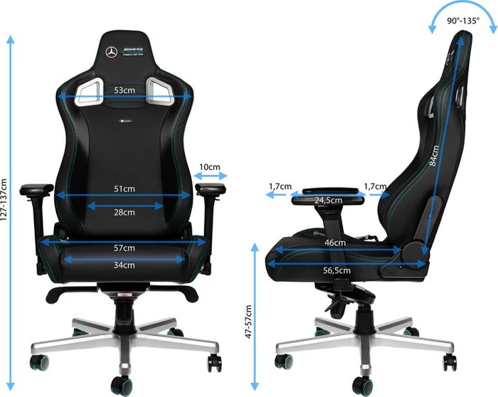 noblechairs Epic Mercedes-AMG Petronas Formula One Team 2021 Edition Gamingstuhl, schwarz/silber