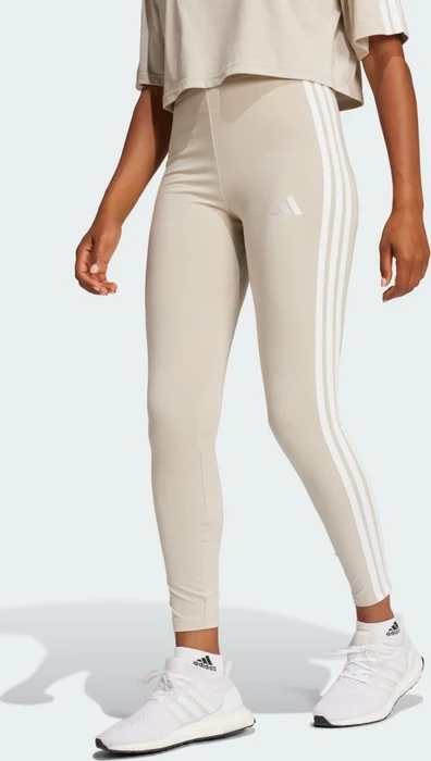 adidas Essentials 3-Streifen Cotton Leggings Hose lang beige/weiß (Damen)
