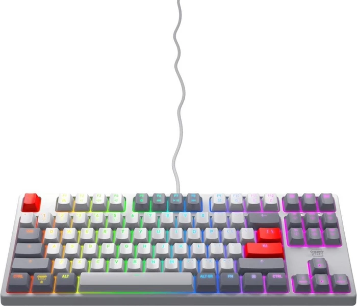 Cherry Xtrfy K4V2 TKL, Retro, grau, LEDs RGB, MX2A RGB RED, USB, US