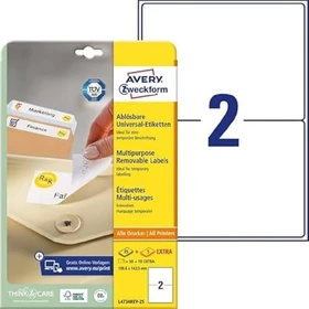 Avery-Zweckform Etiketten, 199.6x143.5mm, ablösbar, weiß, 30 Blatt (60 Etiketten)