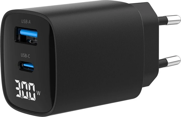 Gembird USB-Schnellladegerät mit 2 Anschlüssen 30W LCD schwarz