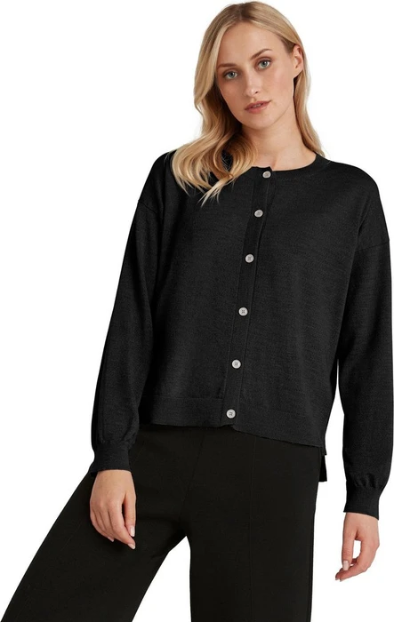 Falke Basic Apparel Cardigan Rundhals Strickjacke schwarz (Damen)