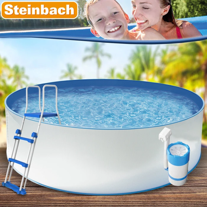 Steinbach New Splasher Stahlwandpool Set rund 350x90cm weiß