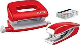 Leitz NeXXt WOW, Mini-Heftgerät und Locher 5561, rot, Set
