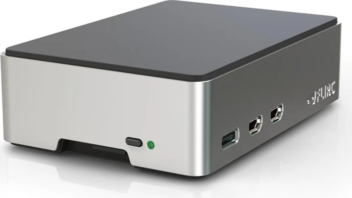 Flirc Gehäuse für Raspberry Pi 5, schwarzer Deckel, schwarz/silber