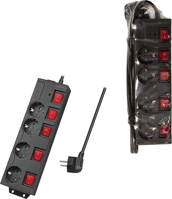 LogiLink Steckdosenleiste, 4-fach, einzeln schaltbar, 1.5m, schwarz