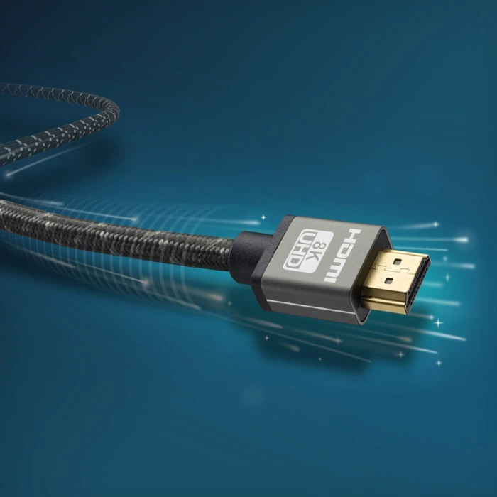 Hama 8K Ultra High Speed HDMI Kabel Alu grau/schwarz, 2m