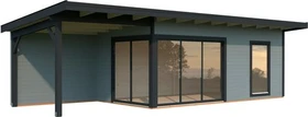Palmako Andrea 17.1m²+7.9m² Slide Plus Gartenhaus hellgrau/anthrazit