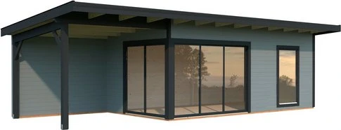 Palmako Andrea 17.1m²+7.9m² Slide Plus Gartenhaus hellgrau/anthrazit