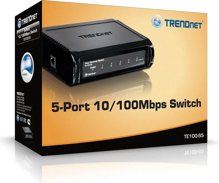 TRENDnet TE100 Desktop Switch, 5x RJ-45