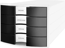 HAN Impuls Schubladenbox, 4 Schubladen, A4, schwarz/weiß