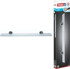 tesa Smooz Glasablage inkl. Klebelösung chrom/weiß