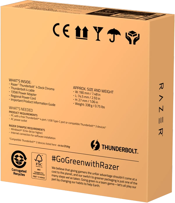 Razer Thunderbolt 4 Dock Chroma, schwarz, UK, Thunderbolt 4 [Buchse]