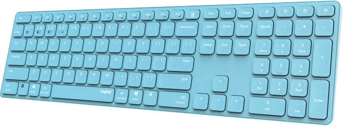 Rapoo E9800M Multi-mode Wireless Ultra-slim Keyboard blau, USB/Bluetooth, DE