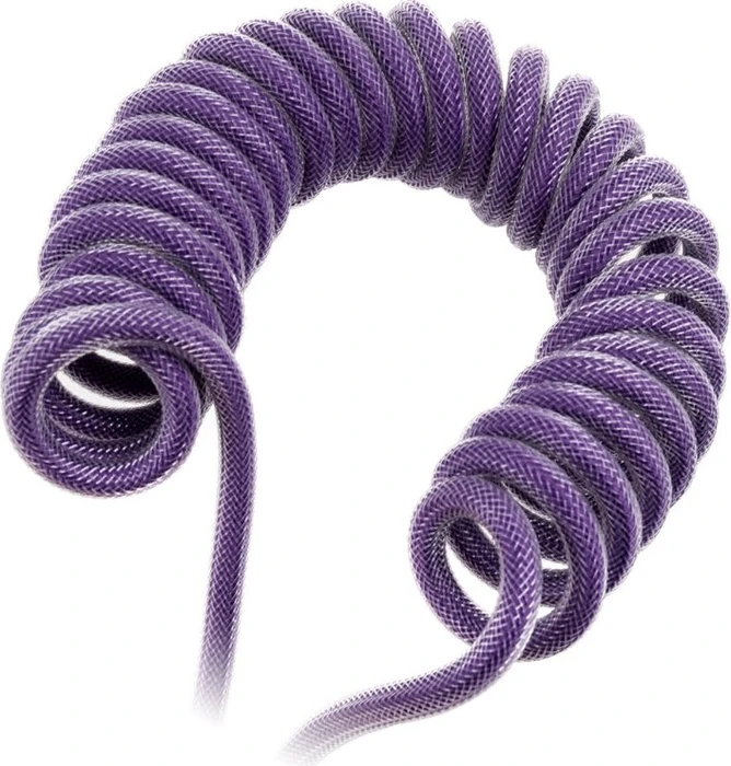 Ducky Premicord Spiralkabel USB-C auf USB-A, Tastaturkabel (Spiral-Textilkabel), 1.8m, violett/weiß