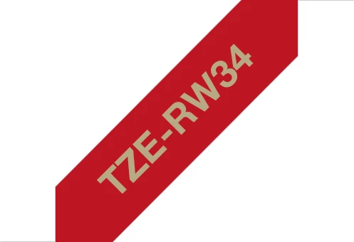Brother TZe-RW34 Beschriftungsband, 12mm, gold/weinrot