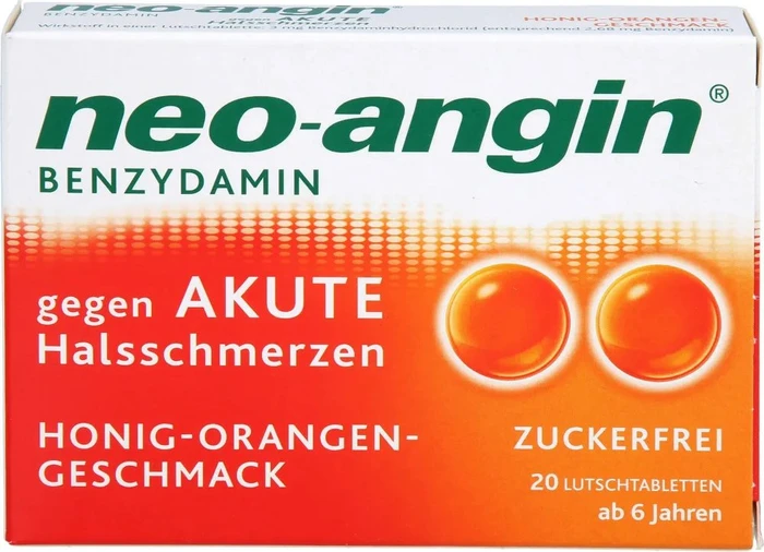 Neo-Angin Benzydamin Honig-Orange Lutschtabletten, 20 Stück