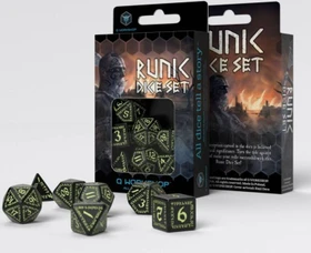 Q-Workshop Würfelset Runic - black & glow-in-the-dark