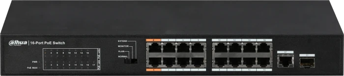 Dahua PFS31 Rackmount Switch, 16x RJ-45, 1x RJ-45/SFP, 135W Hi-PoE