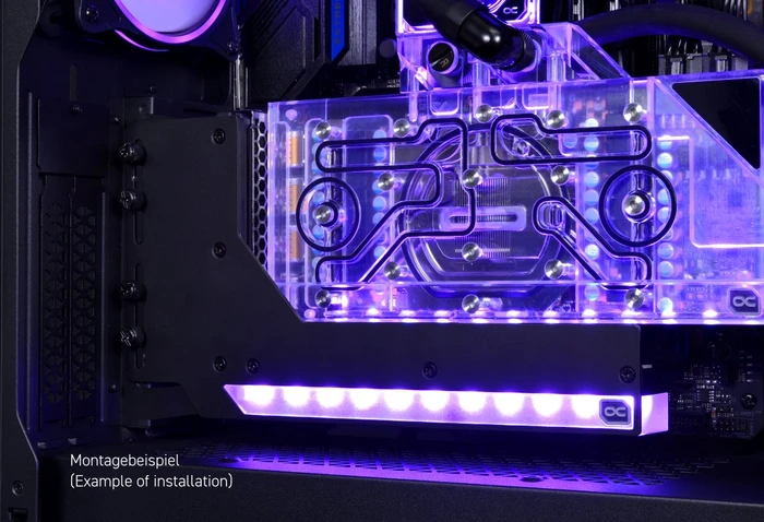 Alphacool Aurora Vertikale GPU Halterung, Riser Card, inkl. PCI-Slot Blende, gewinkelt, PCIe 3.0, 250mm