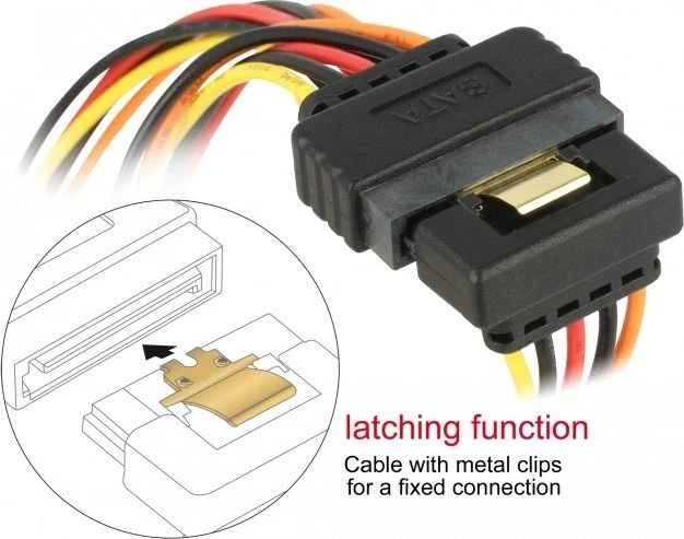 DeLOCK 15-Pin SATA Strom Stecker auf 2x 15-Pin SATA Strom Buchse, Adapterkabel, gewinkelt, 30cm