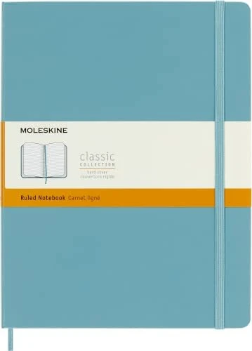 Moleskine Klassik Notizbuch, 190x250mm, liniert, fester Einband X-Large, riffblau, 192 Blatt