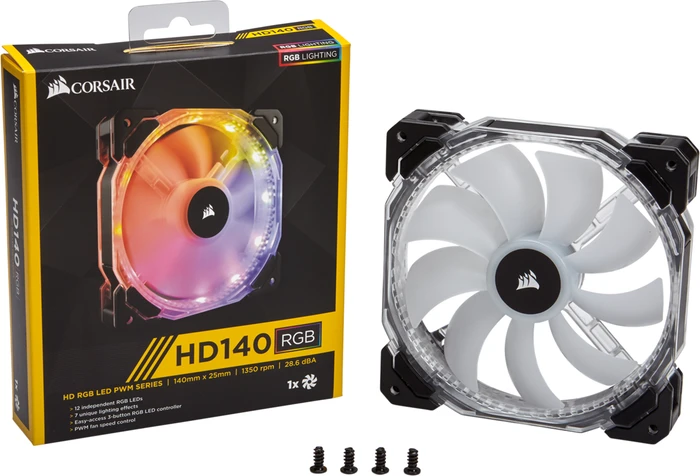 Corsair Air Series HD140 LED RGB High Static Pressure PWM, LED-Steuerung, Lüftersteuerung, 140mm, 2er-Pack