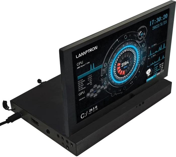 Lamptron HM070FLIP Externer Hardware Monitor, Aufklappmechanismus, 7"