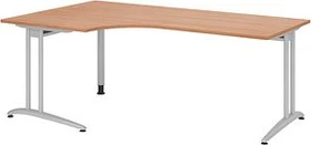 Hammerbacher Ergonomic B-Serie BS82/N Eckschreibtisch 200x120cm Nussbaum/silber