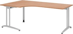 Hammerbacher Ergonomic B-Serie BS82/N Eckschreibtisch 200x120cm Nussbaum/silber