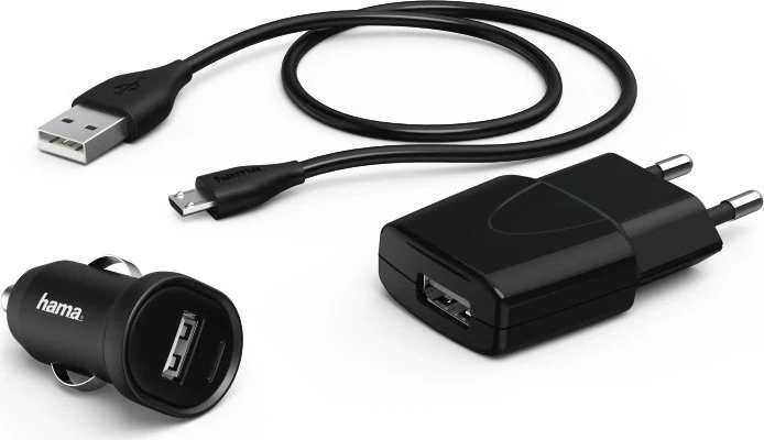 Hama Ladeset Picco Micro-USB 1A 2 Ladegeräte + Ladekabel 1.4m schwarz