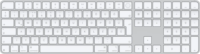 Apple Magic Keyboard mit Touch ID und Ziffernblock für Mac mit Apple Chip (USB-C), weiß/silber, USB/Bluetooth, HU (MXK73MG/A)