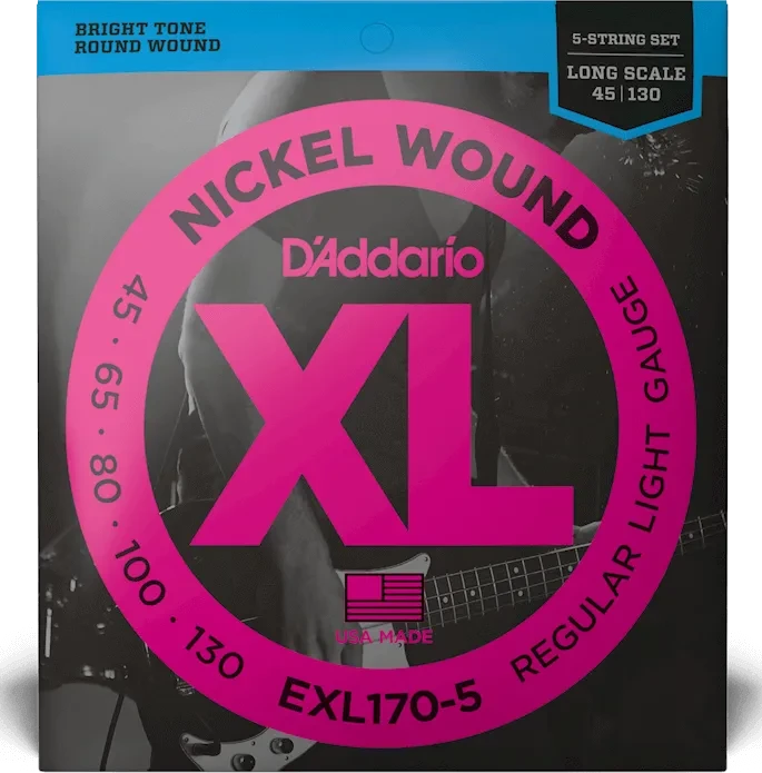 D'Addario XL Nickel Wound 5-String Bass Regular Light, Long Scale