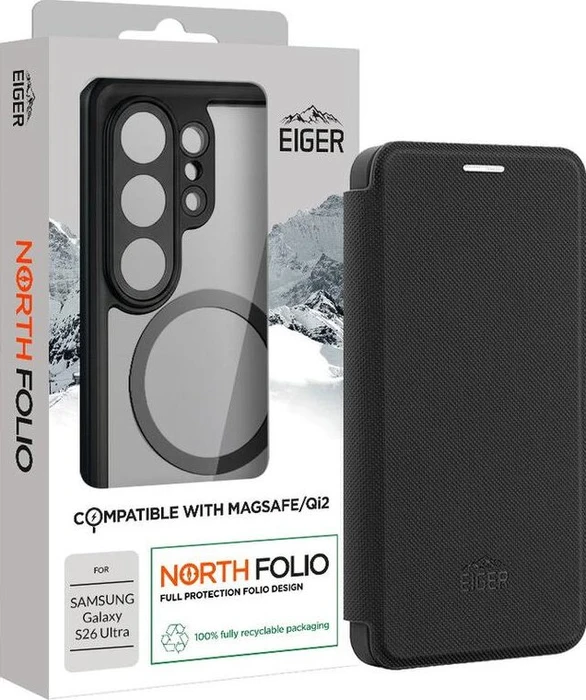 Eiger North Folio Magsafe Case für Samsung Galaxy S26 Ultra schwarz
