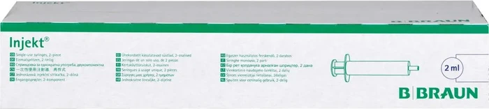 B.Braun Injekt Solo 2-teilige Einmalspritzen 2ml exzentrischer Luer Konus, 100 Stück