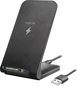 LogiLink Smartphoneständer mit kabelloser Ladefunktion 2 Spulen 15W schwarz