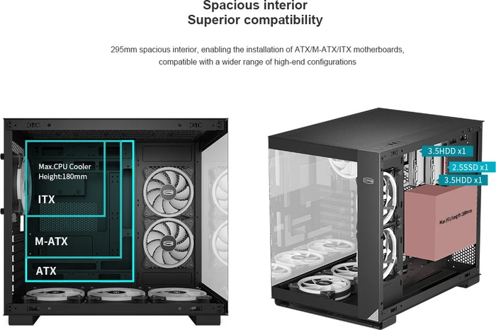 PCCooler C3 T500 ARGB BK, schwarz, Glasfenster