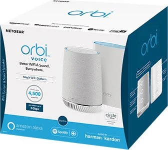 Netgear Orbi Voice RBK50V, Router und Repeater/Lautsprecher Set, 2er-Bundle