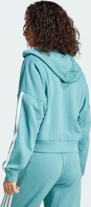 adidas Essentials 3-Streifen French Terry Quarter-Zip Hoodie powder teal/white (Damen)
