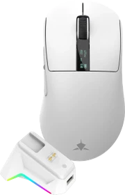 White Shark Gawain Wireless Gaming Mouse mit Ladestation, weiß, USB/Bluetooth (GAWAIN-W)