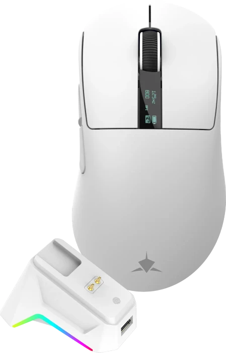 White Shark Gawain Wireless Gaming Mouse mit Ladestation, weiß, USB/Bluetooth